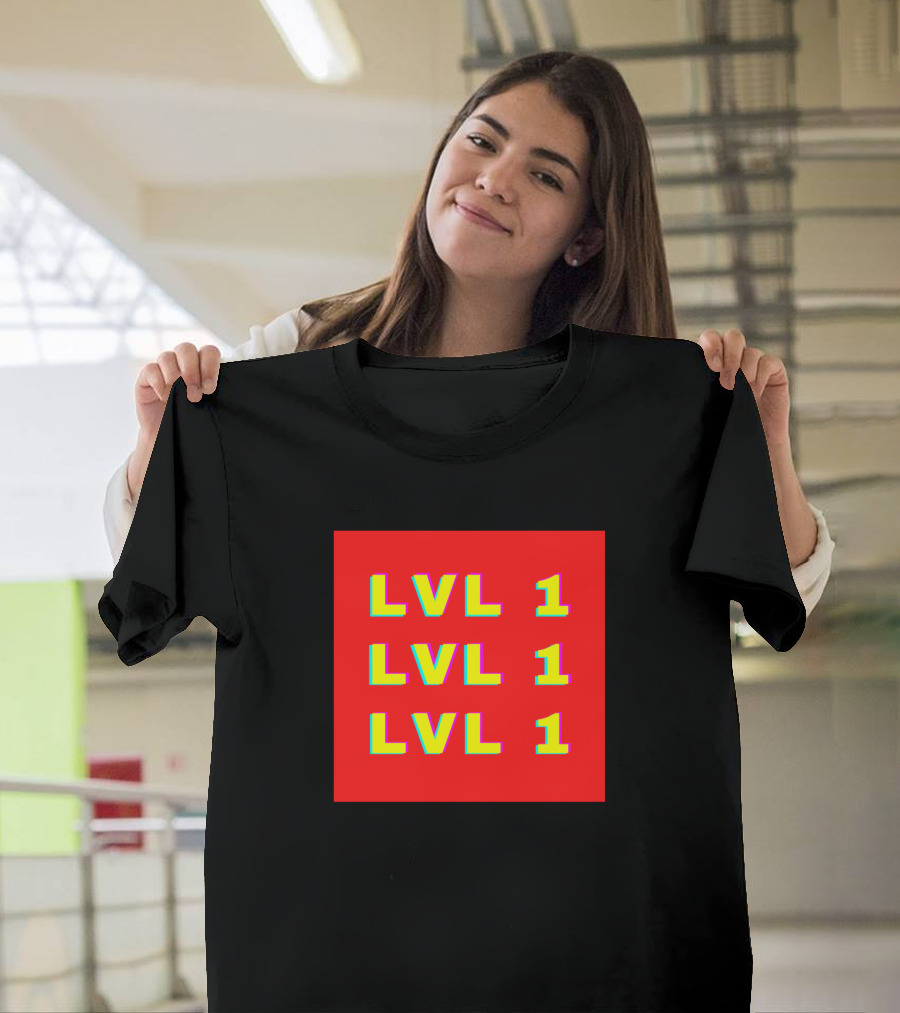 LVL 1 8-Bit Style Retro Gaming Text T-Shirt