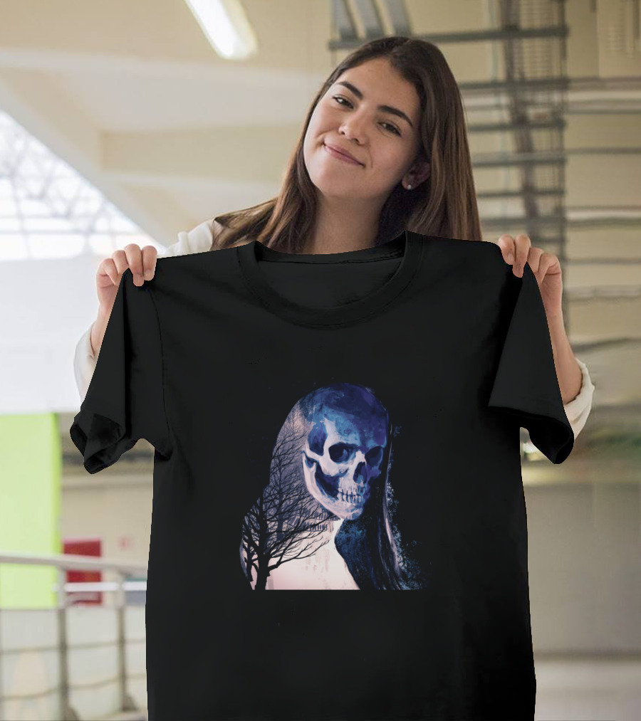 Snow Skull Winter Night Tree Ghostly Visage T-Shirt