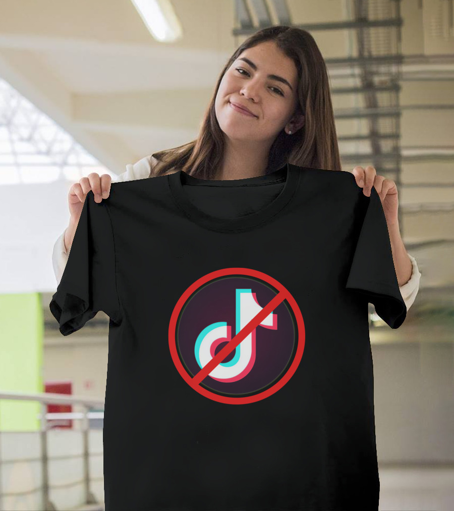 No TikTok Symbol with Prohibition Sign T-Shirt