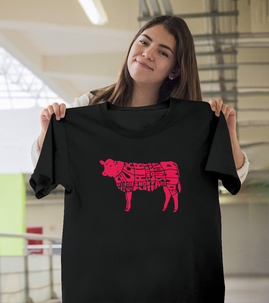 Cows Strawberry Cow Costume American Meat Cuts Diagram T-Shirt