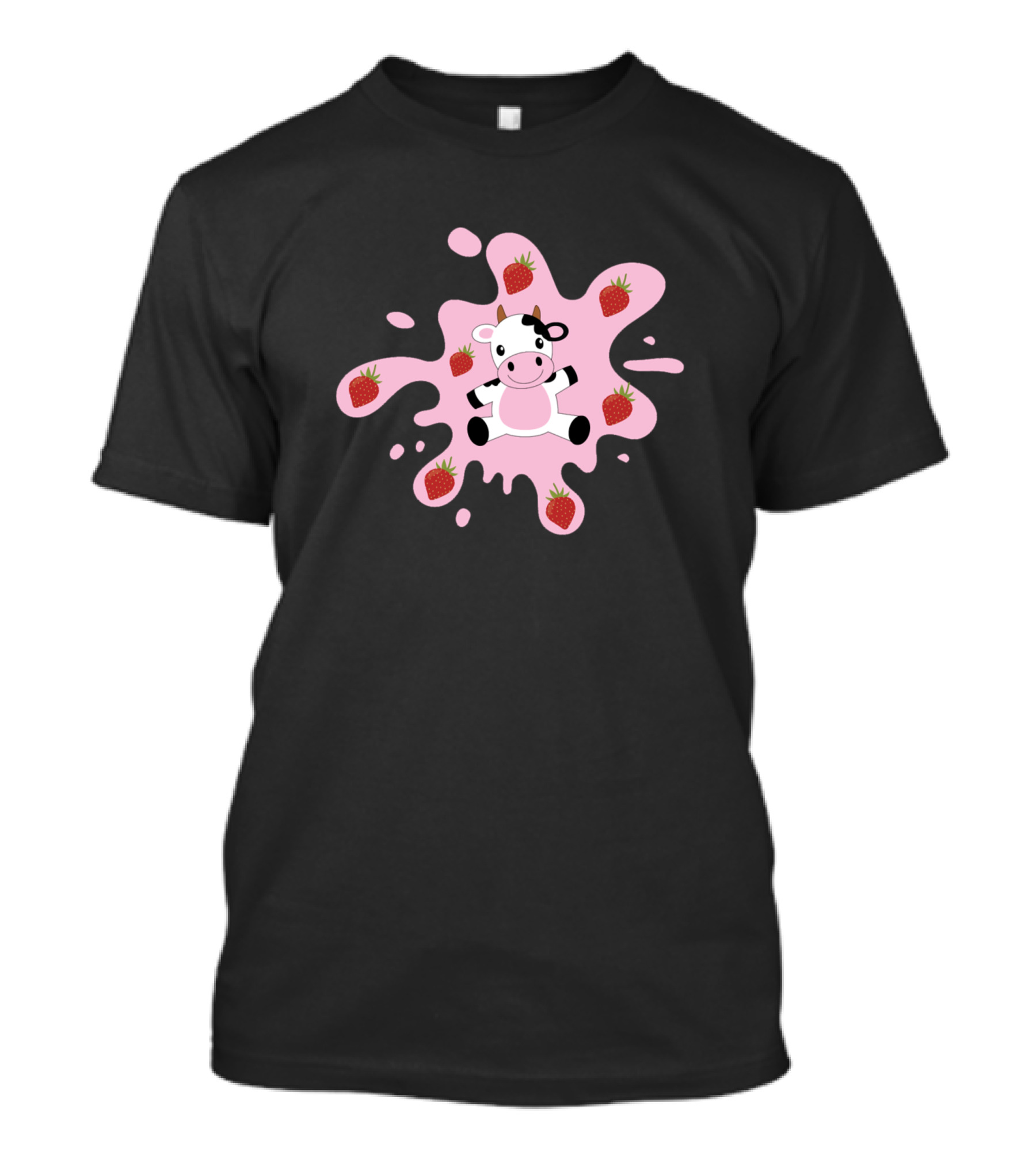 Strawberry Cow Cute Pet With Splatter And Strawberries 421 T-Shirt