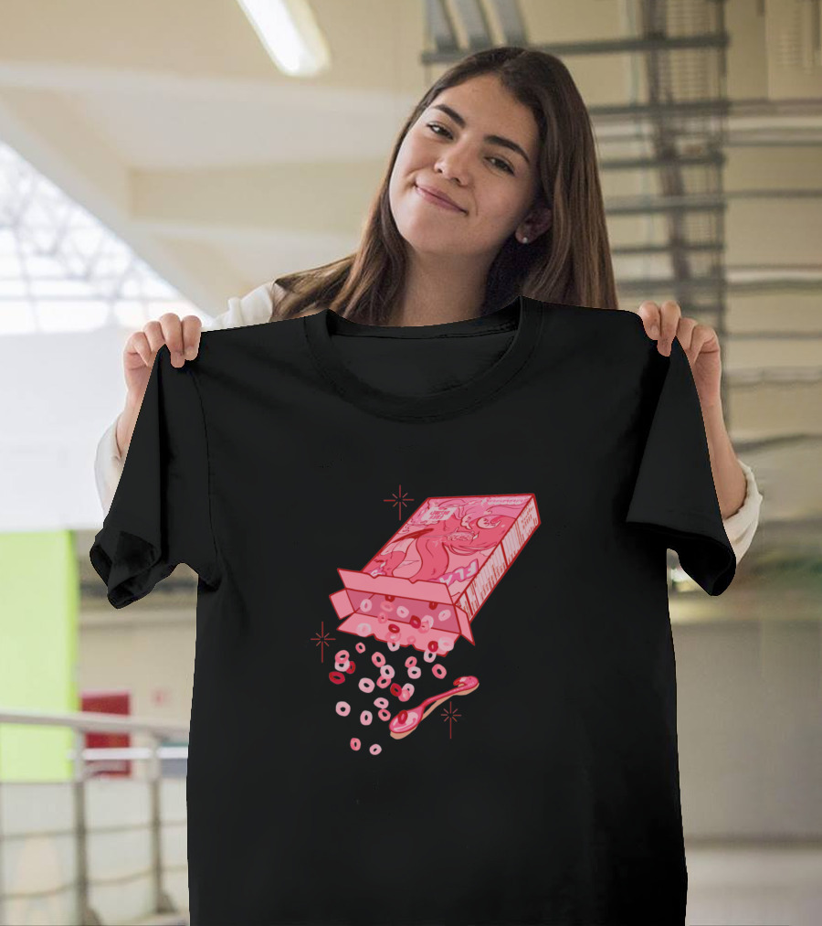 Flamingo Bird Cereal with Spoon and Loops T-Shirt