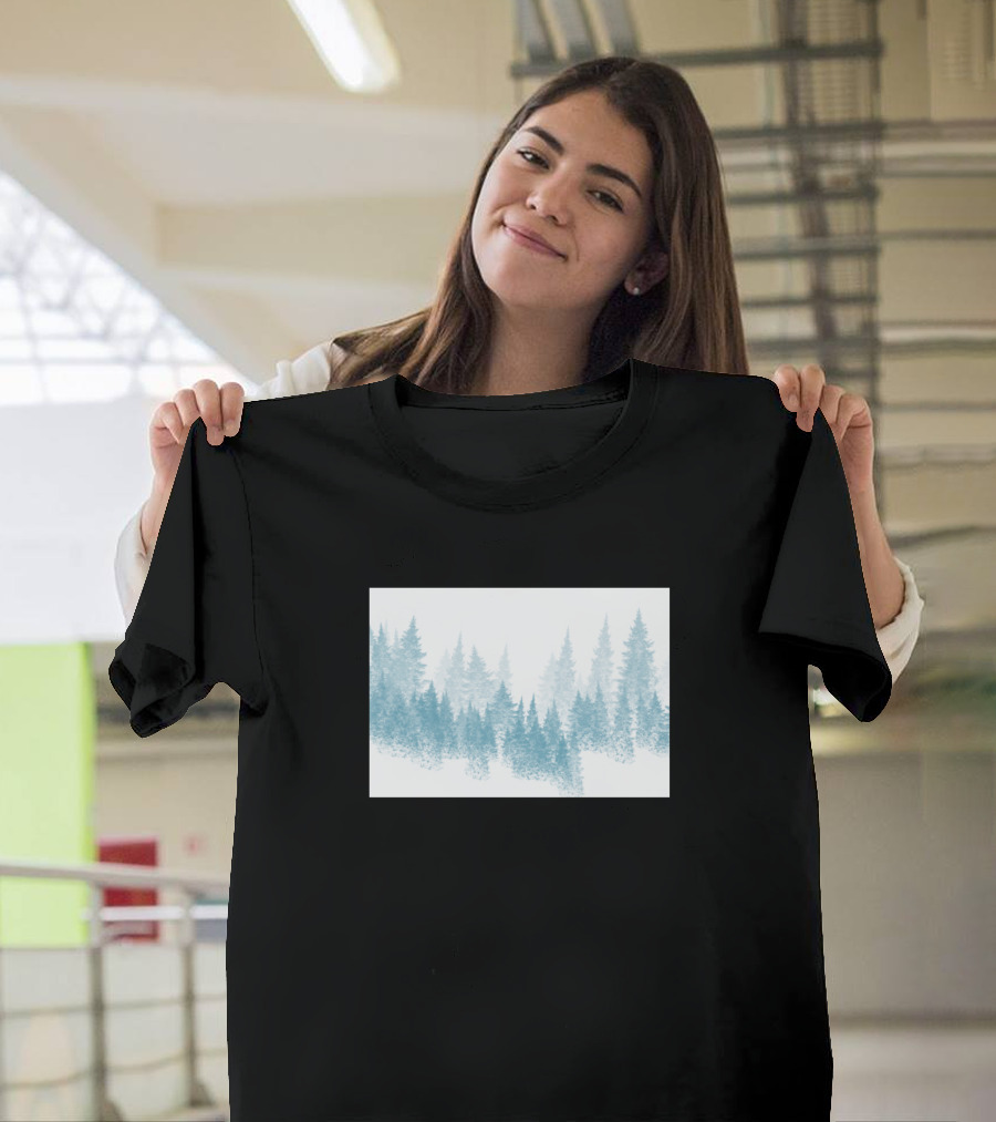 Minimal Forest Misty Tree Line T-Shirt
