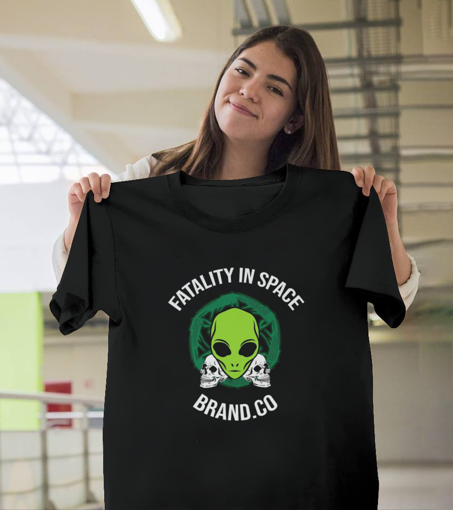 Fatality In Space Green Alien Skull Logo Brand.co T-Shirt