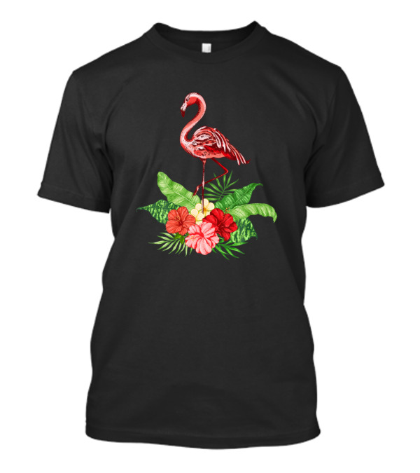 Flamingo Floral Paradise With Tropical Flowers T-Shirt