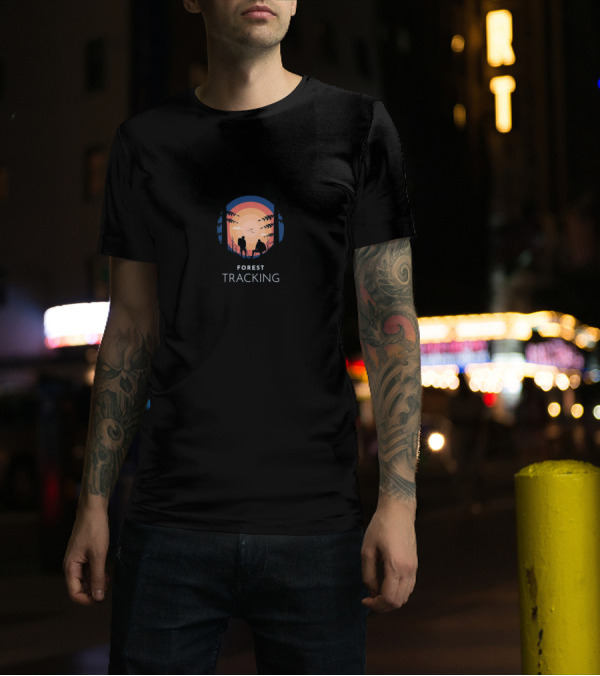 Forest Tracking Sunset Silhouette Adventure T-Shirt