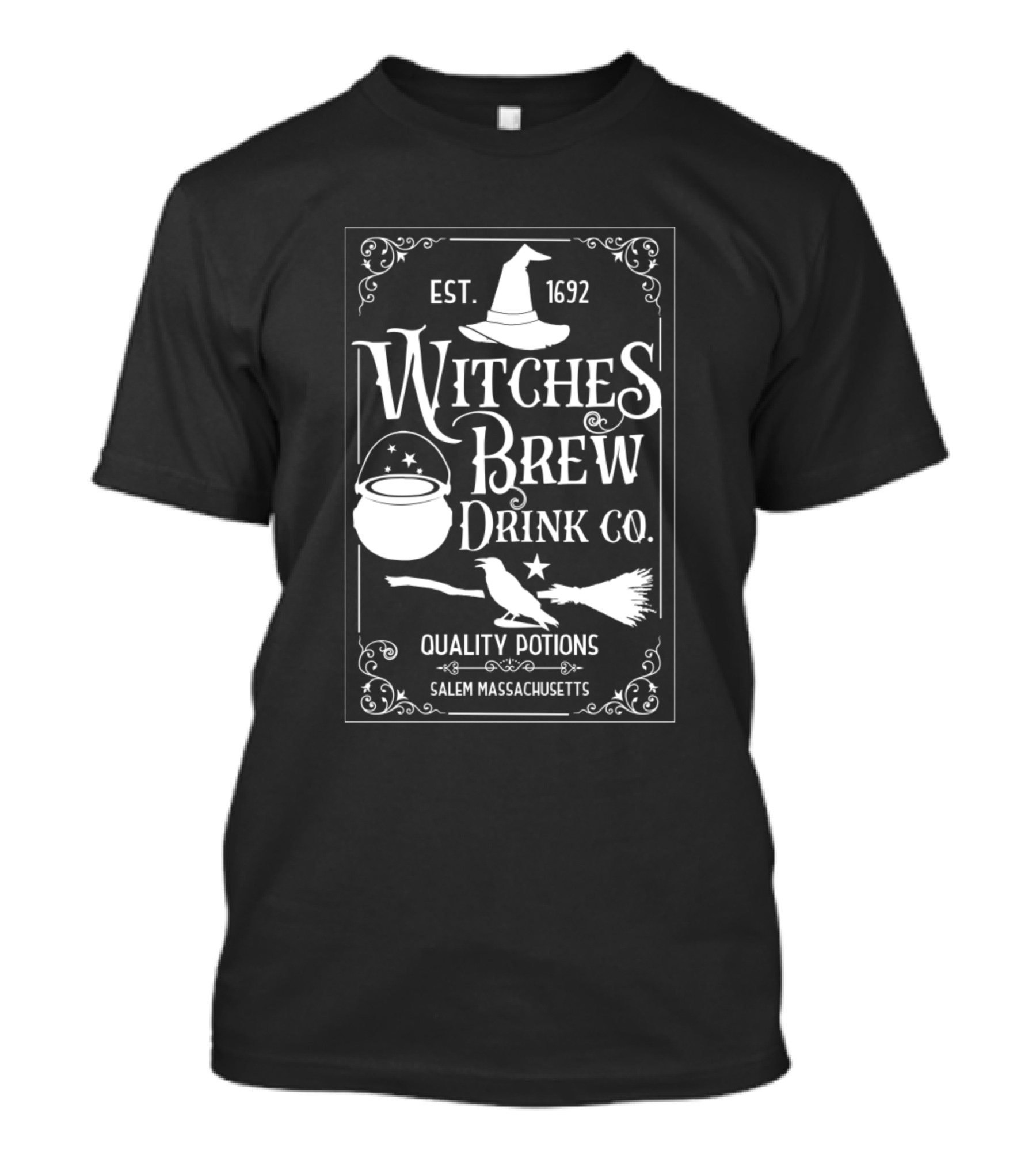 Witches Brew Drink Co. Salem Massachusetts Funny Bartender Halloween Costume Est. 1692 Quality Potions T-Shirt