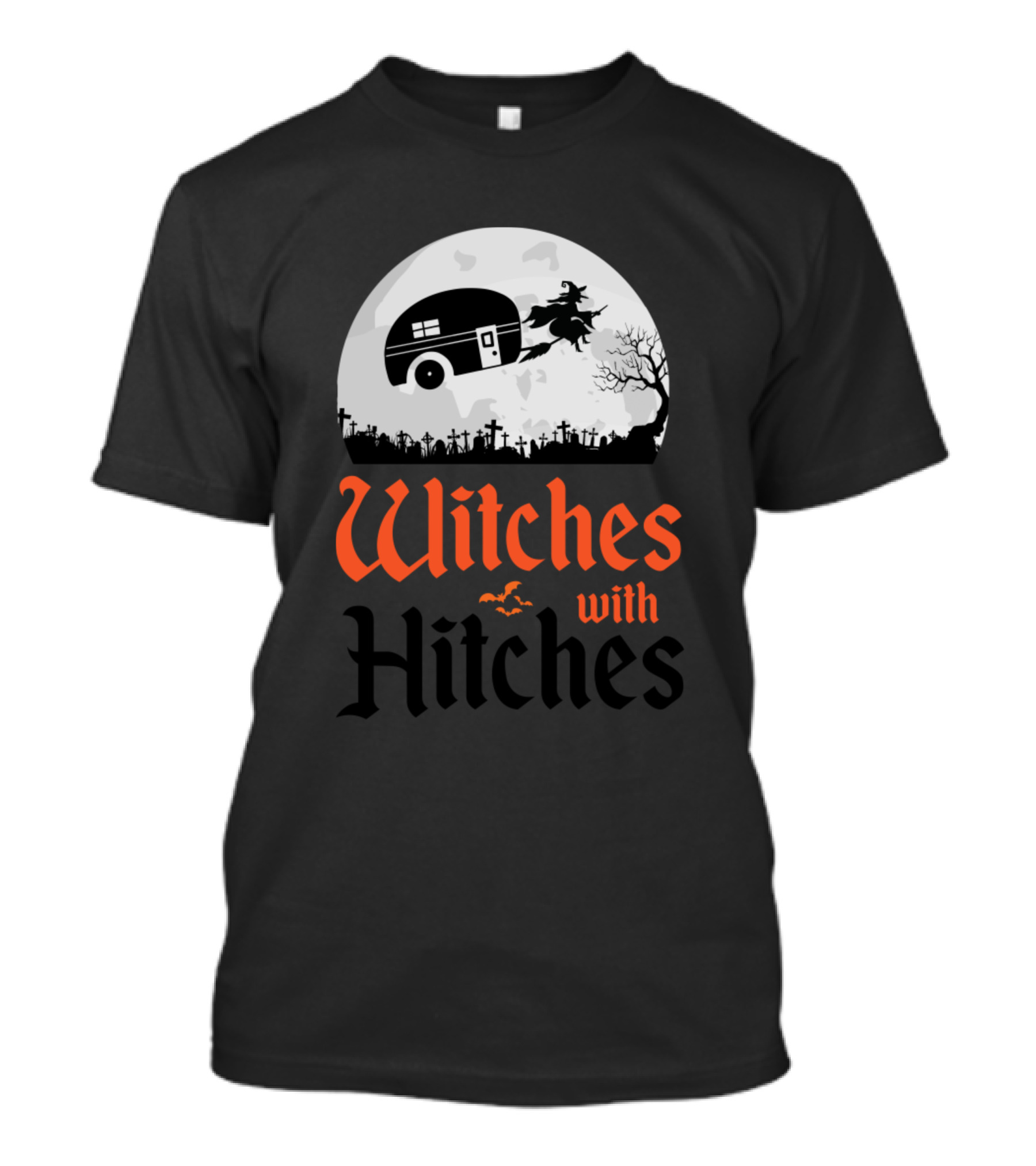 Witches With Hitches Camping Halloween Moon Scene T-Shirt
