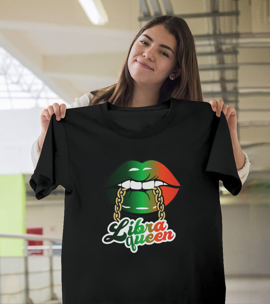 Libra Queen Lips Chain Blm African Colors Birthday T-Shirt