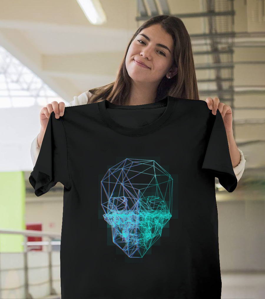 Neon Geometric Skull T-Shirt