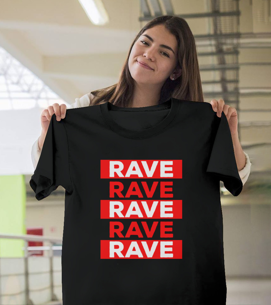 Rave Party Repeated Bold Red Techno Trance Hardstyle T-Shirt