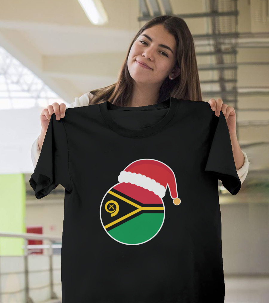 Christmas Vanuatu Flag Santa Hat T-Shirt