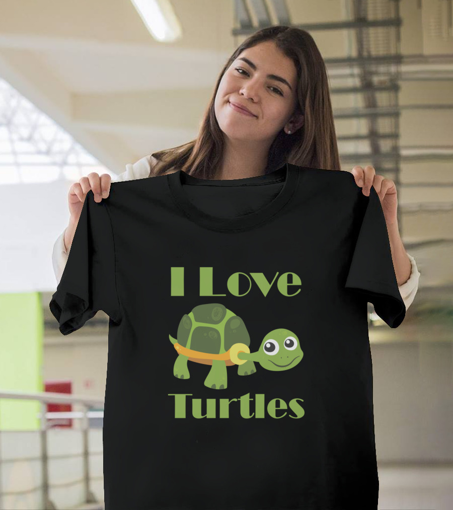 I Love Turtles Cute Turtle Loving Kid Reptile Fan T-Shirt
