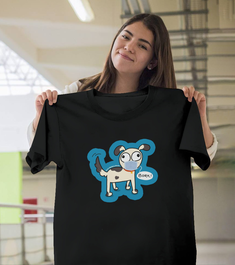 Merry Dogmas Merry Christmask Bork Dog Wearing Mask T-Shirt