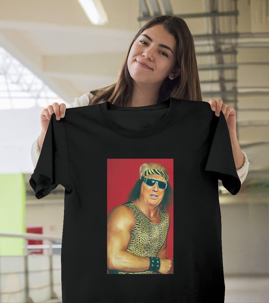 Nacho Tan Donny Savage Leopard Print Retro Wrestler T-Shirt