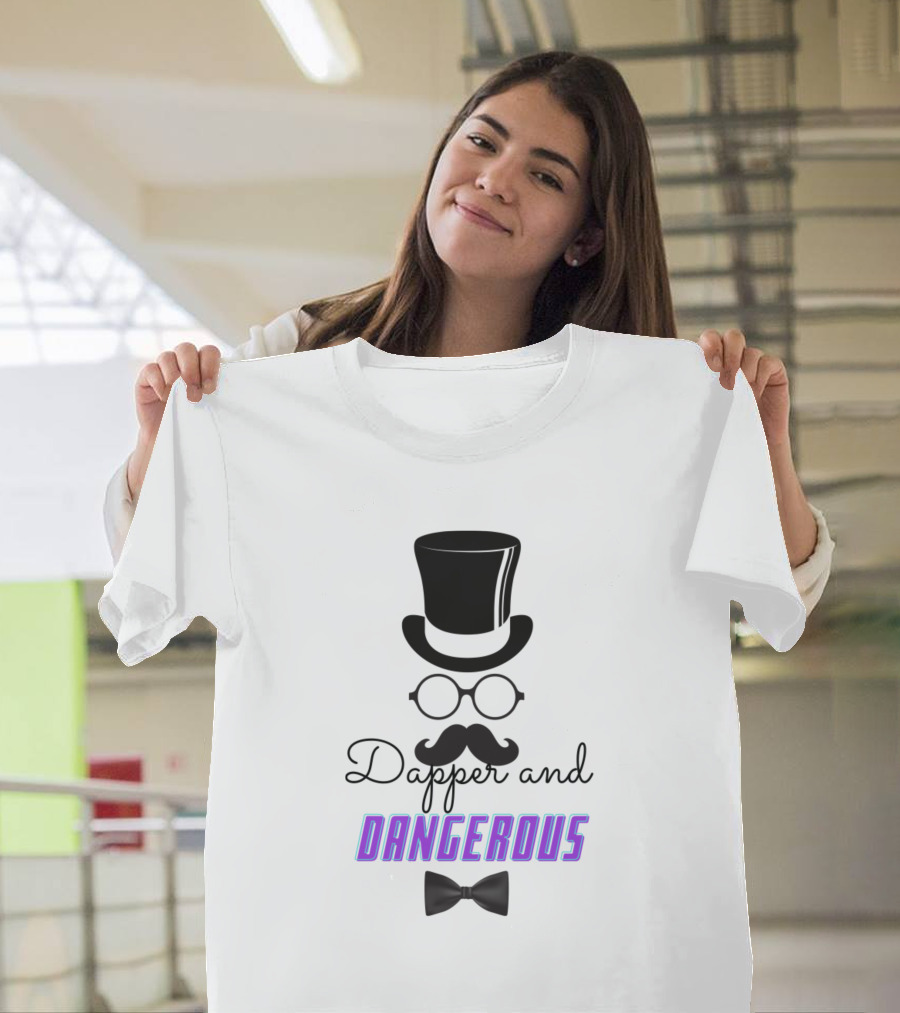 Dapper and Dangerous Top Hat and Bow Tie T-Shirt