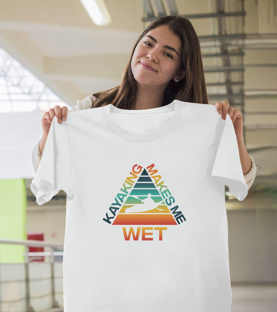 Kayaking Makes Me Wet Retro Sunset T-Shirt