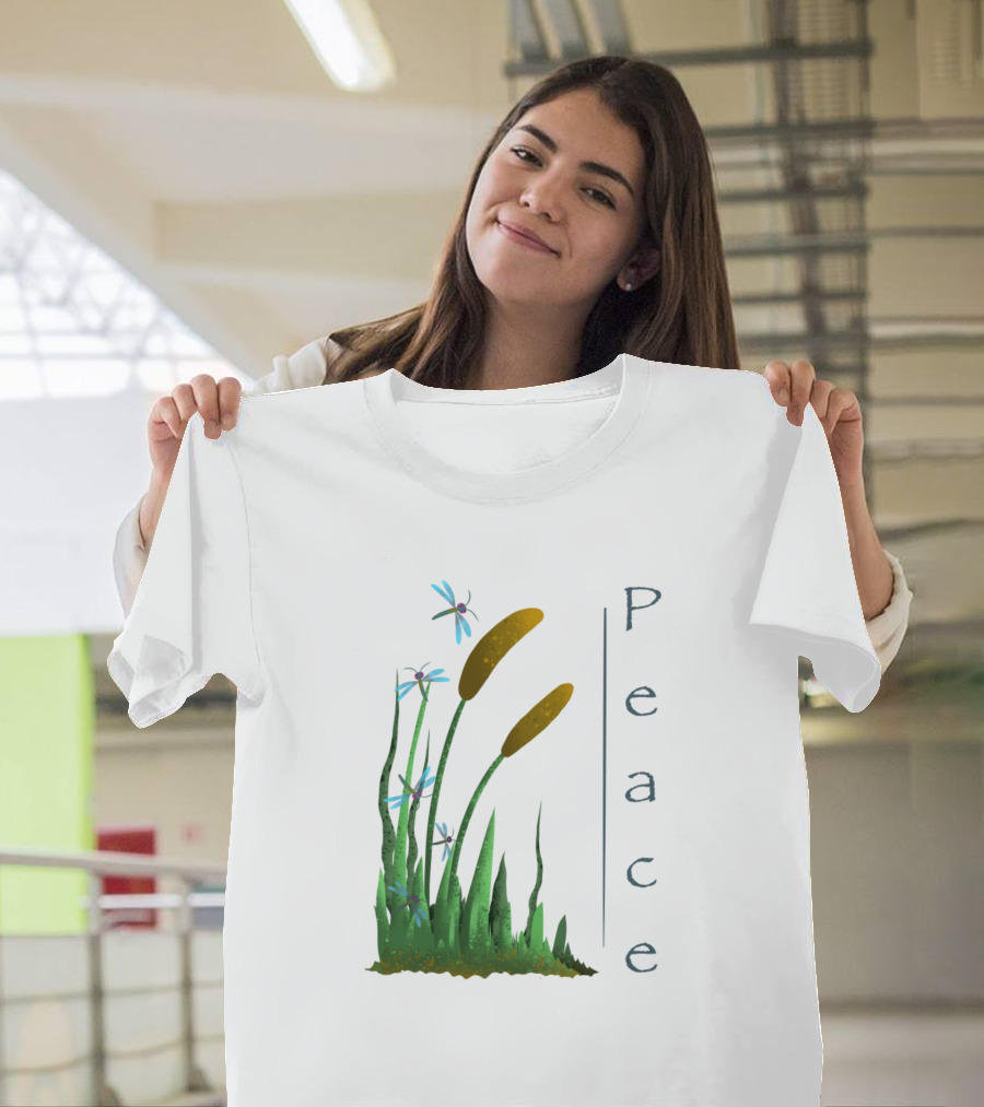 Peaceful Cattails And Dragonflies T-Shirt