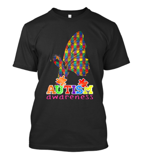 Autism Awareness Butterfly With Colorful Puzzle Pieces T-Shirt