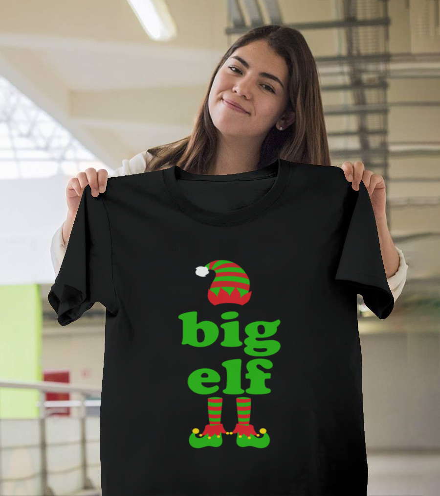 Big Elf Christmas Costume with Hat and Shoes T-Shirt
