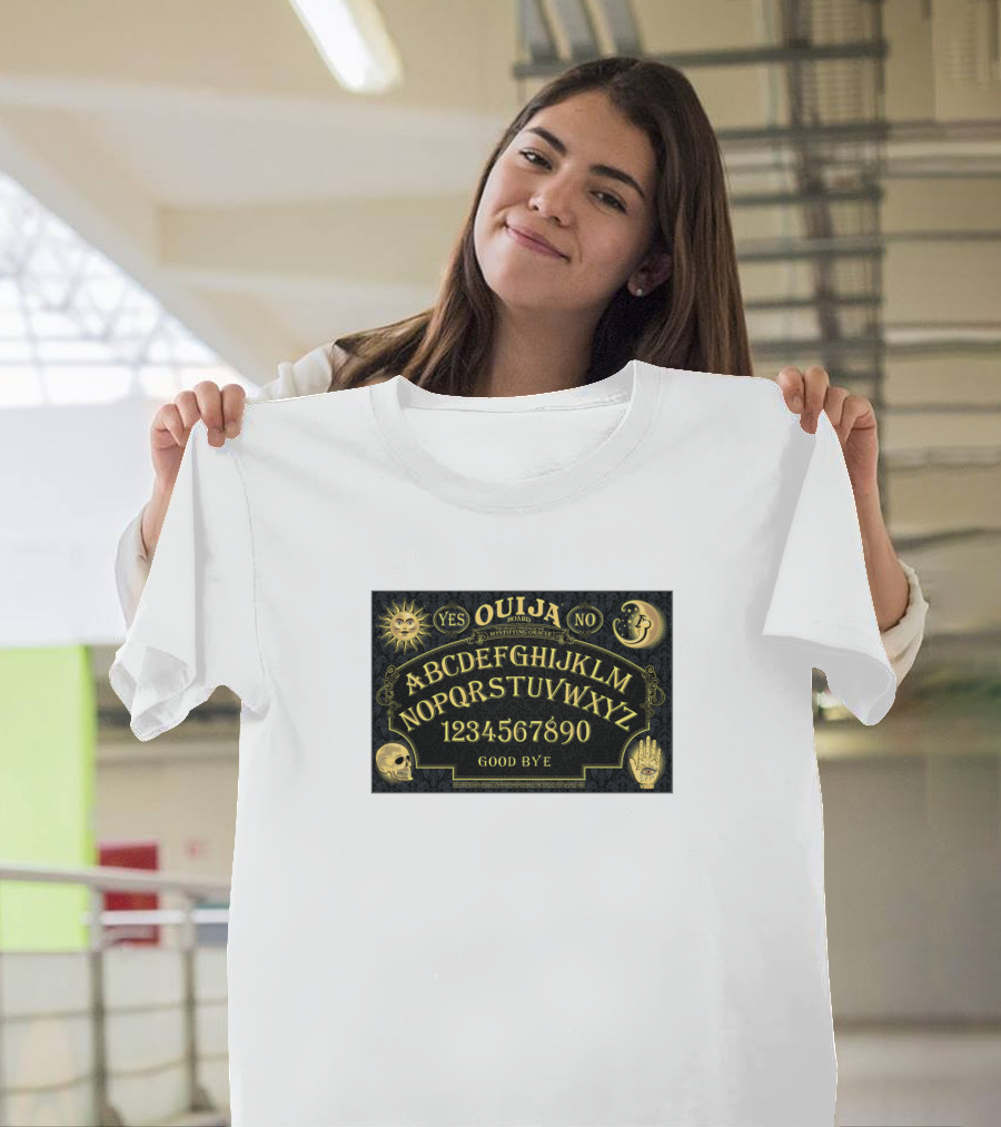 Ouija Board Sun Moon Skull Hand Goodbye 70s Deluxe T-Shirt