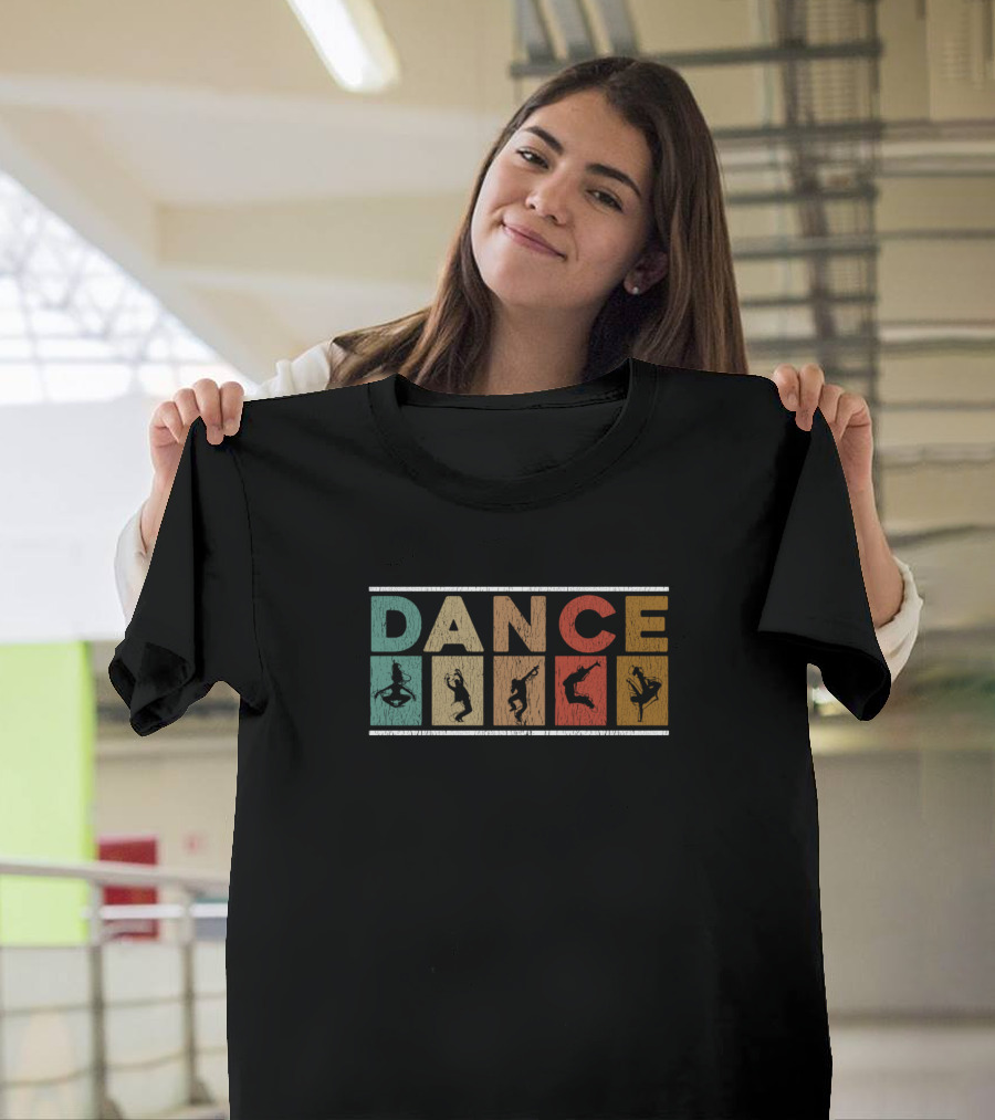 Vintage Dance Lover Dancing Enthusiast Retro Silhouette Blocks T-Shirt