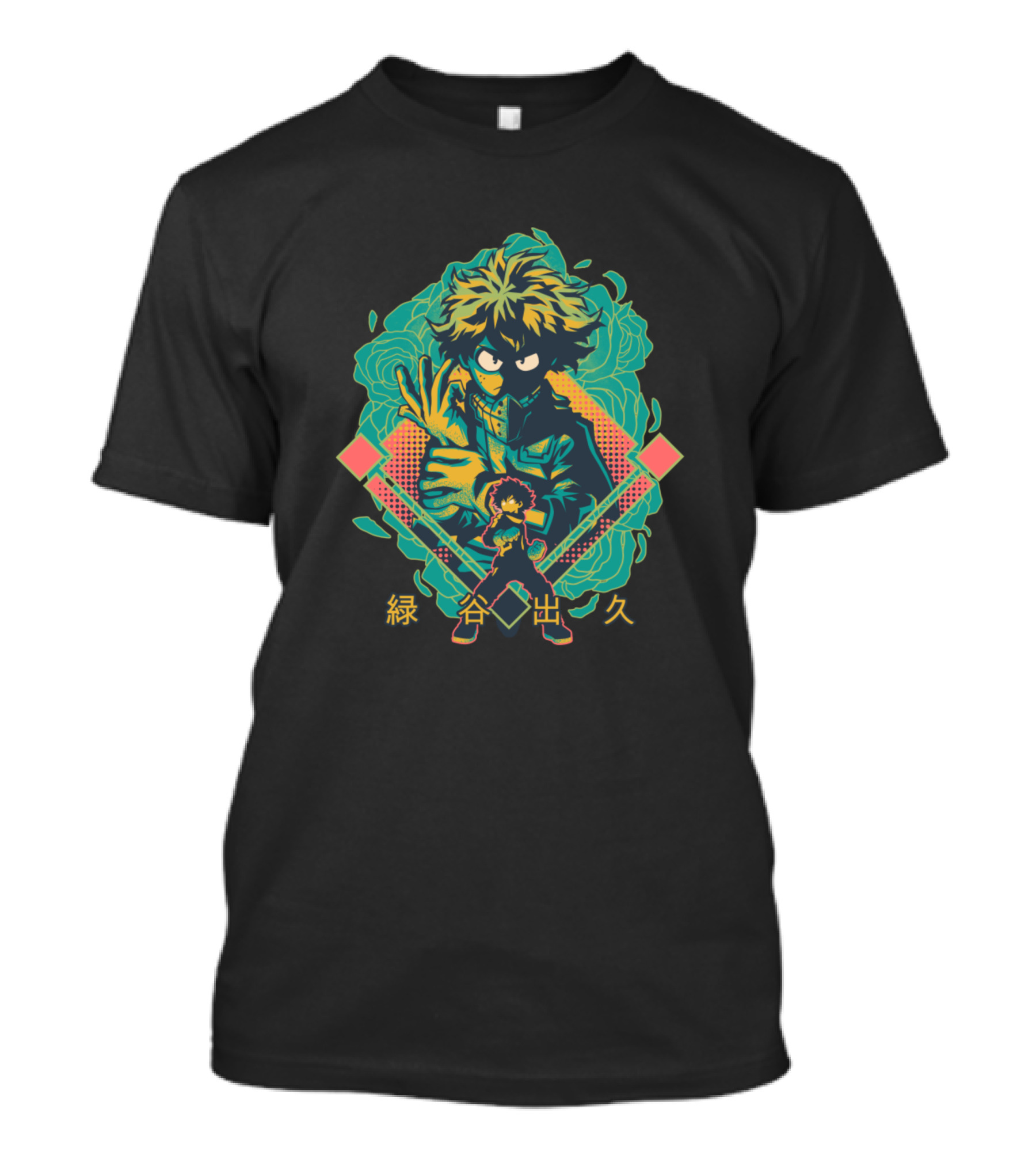 Midoriya Izuku Floral Anime Character T-Shirt