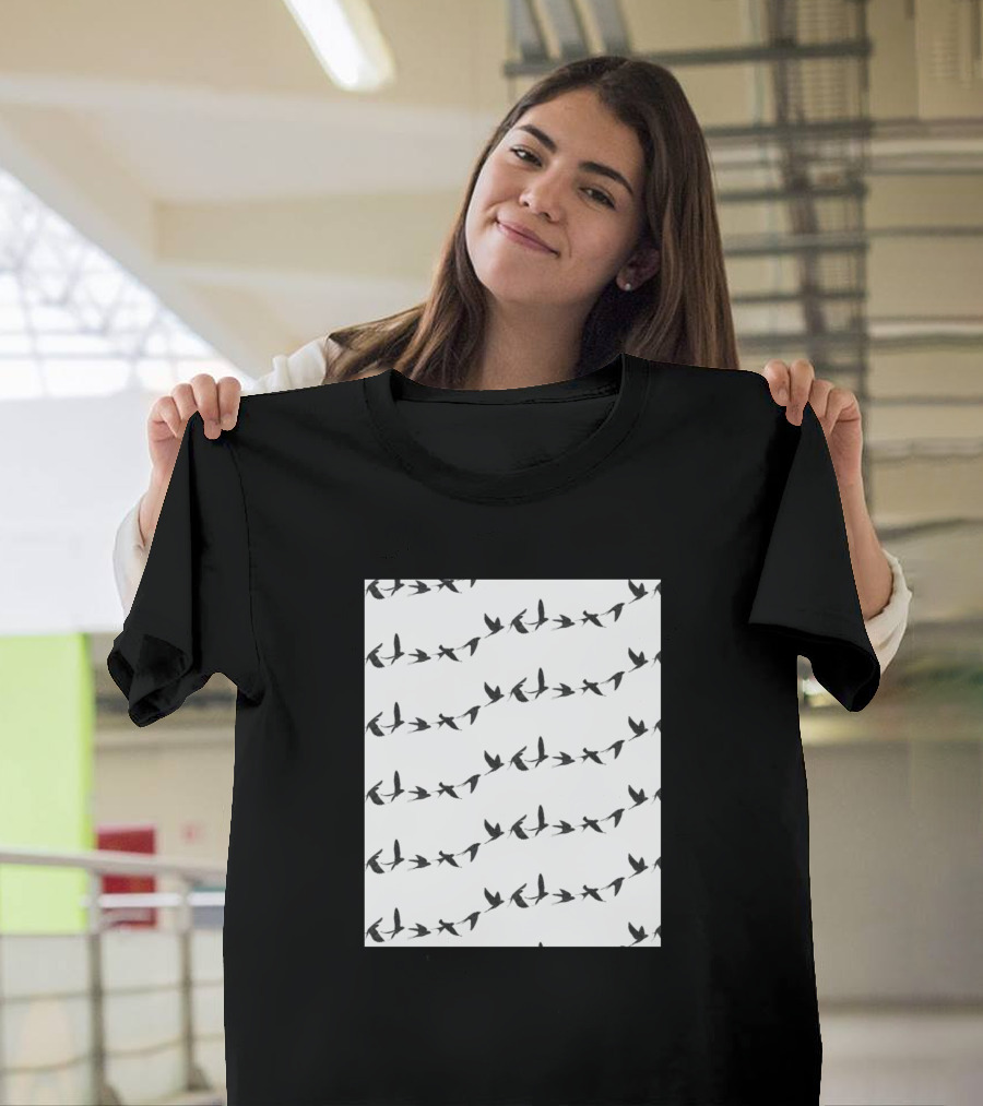 Flying Swallow Pattern with Repeated Bird T-Shirt