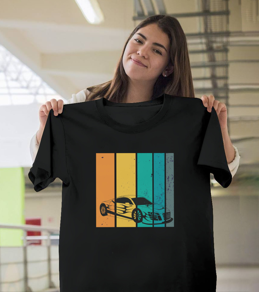 Motorsport R Sportwagenliebhaber Retro Color Stripes T-Shirt