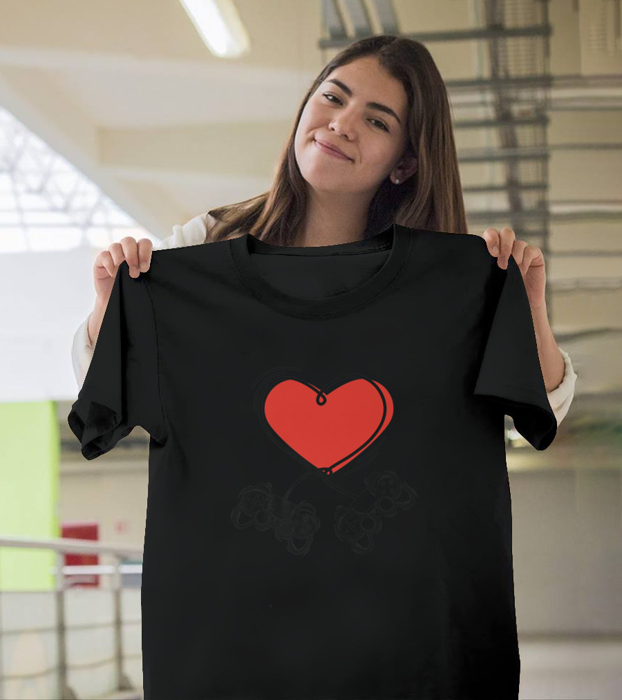 Video Gamer Love Heart Gaming Controllers Valentines Day T-Shirt