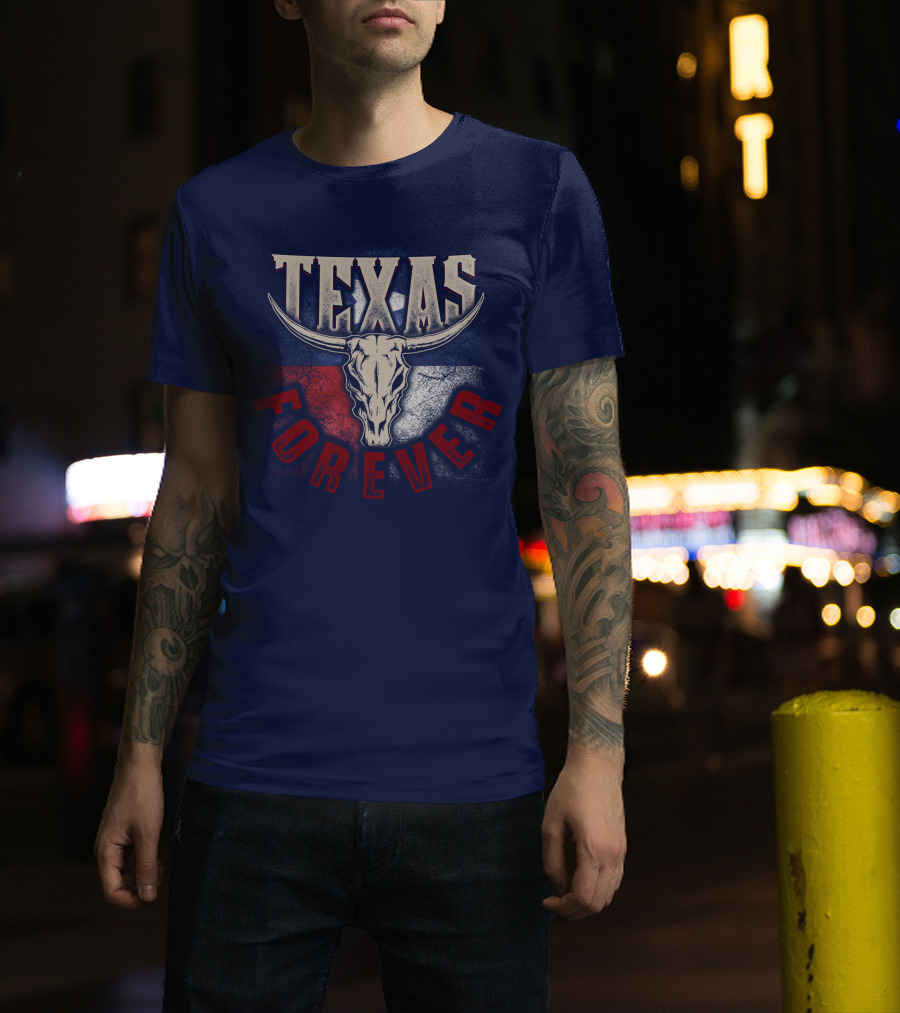 Texas Forever Longhorn Skull State Pride T-Shirt