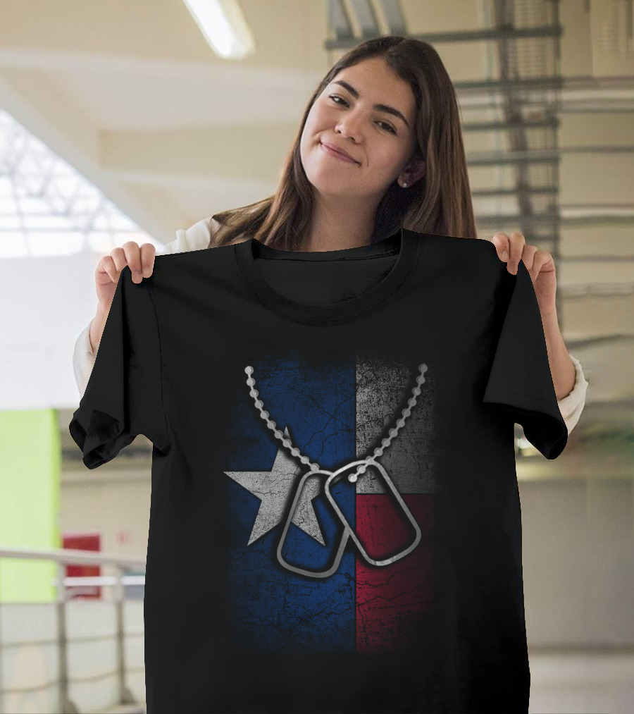 Veteran Texas Flag with Dog Tags T-Shirt