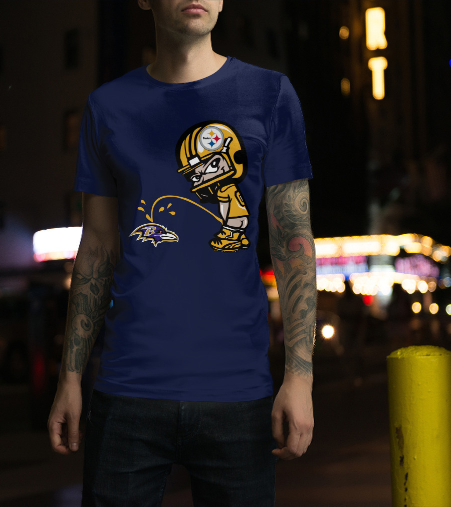 Steelers Vs. Ravens Rivalry Cartoon Helmet T-Shirt
