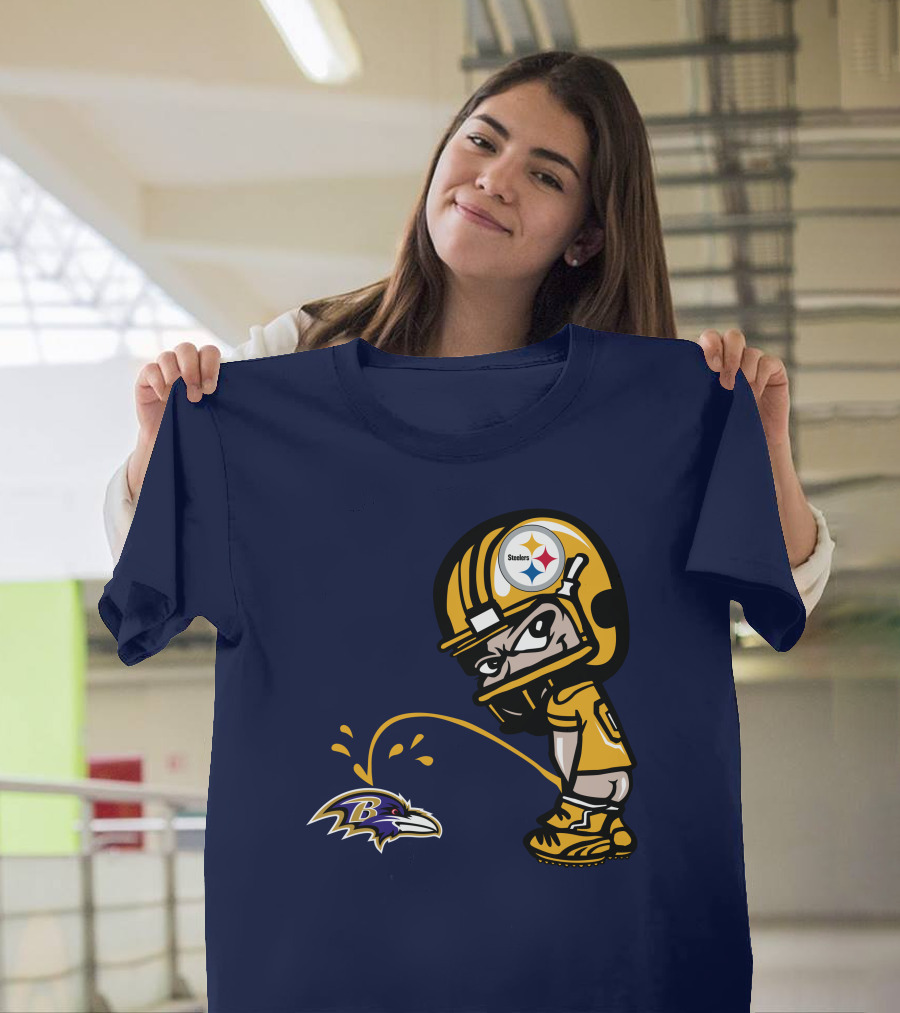 Steelers Vs. Ravens Rivalry Cartoon Helmet T-Shirt