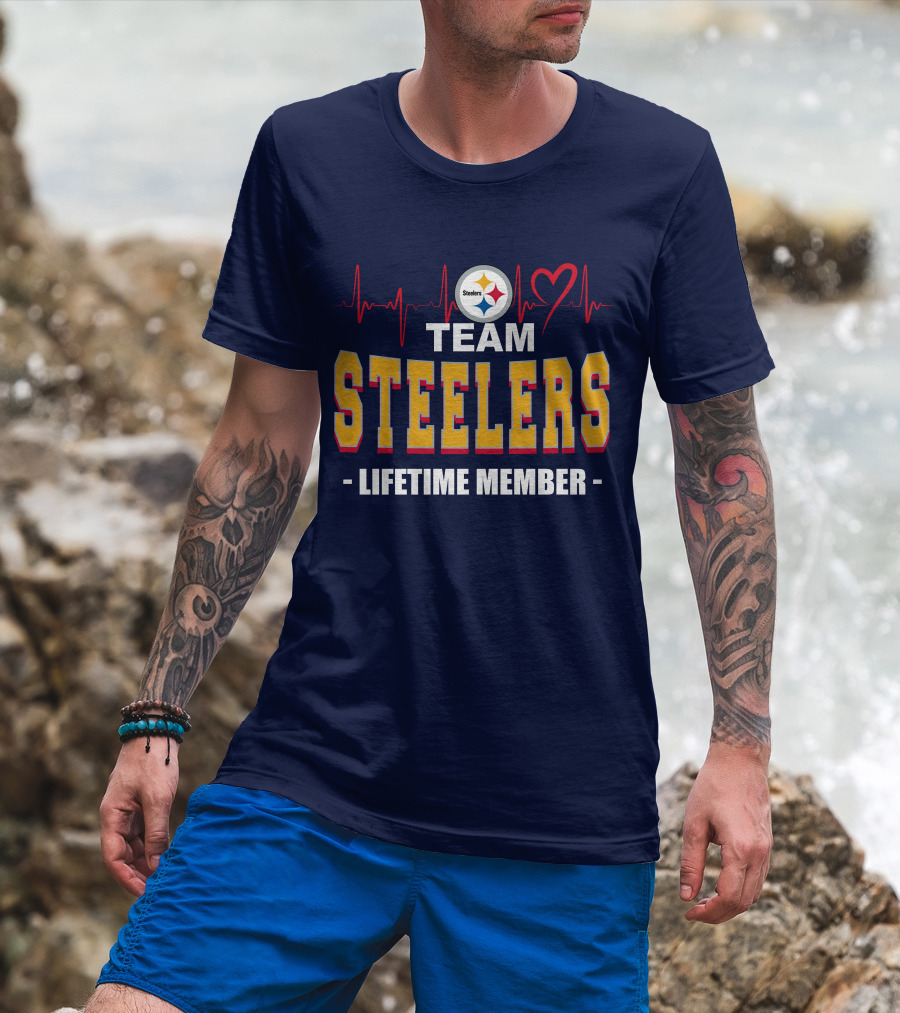 Team Steelers Lifetime Member Pittsburgh Steelers Heartbeat T-Shirt