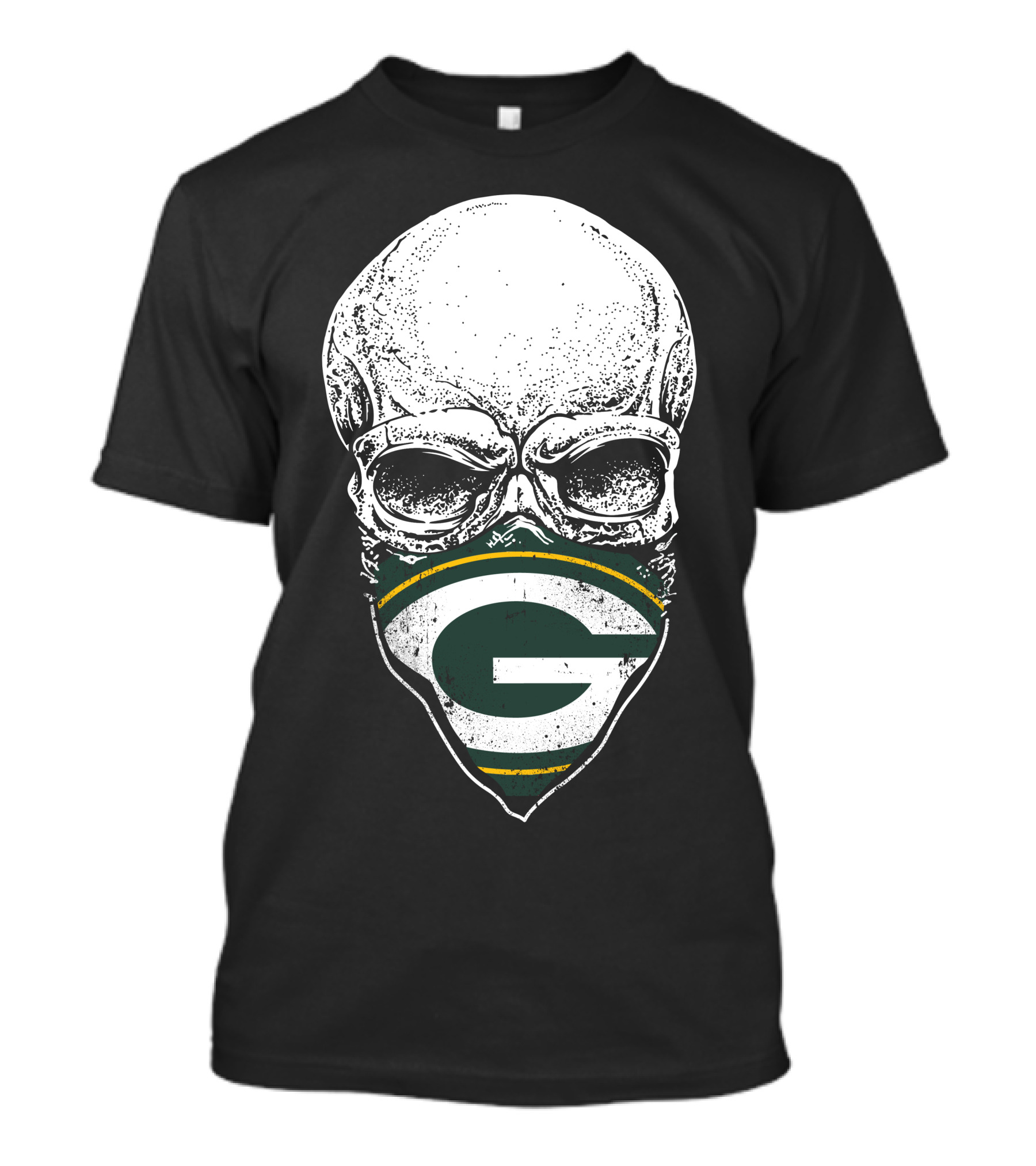 Green Bay Packers Skull Logo Face Mask T-Shirt