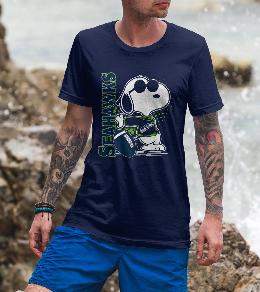 Seattle Seahawks Snoopy Football T-Shirt
