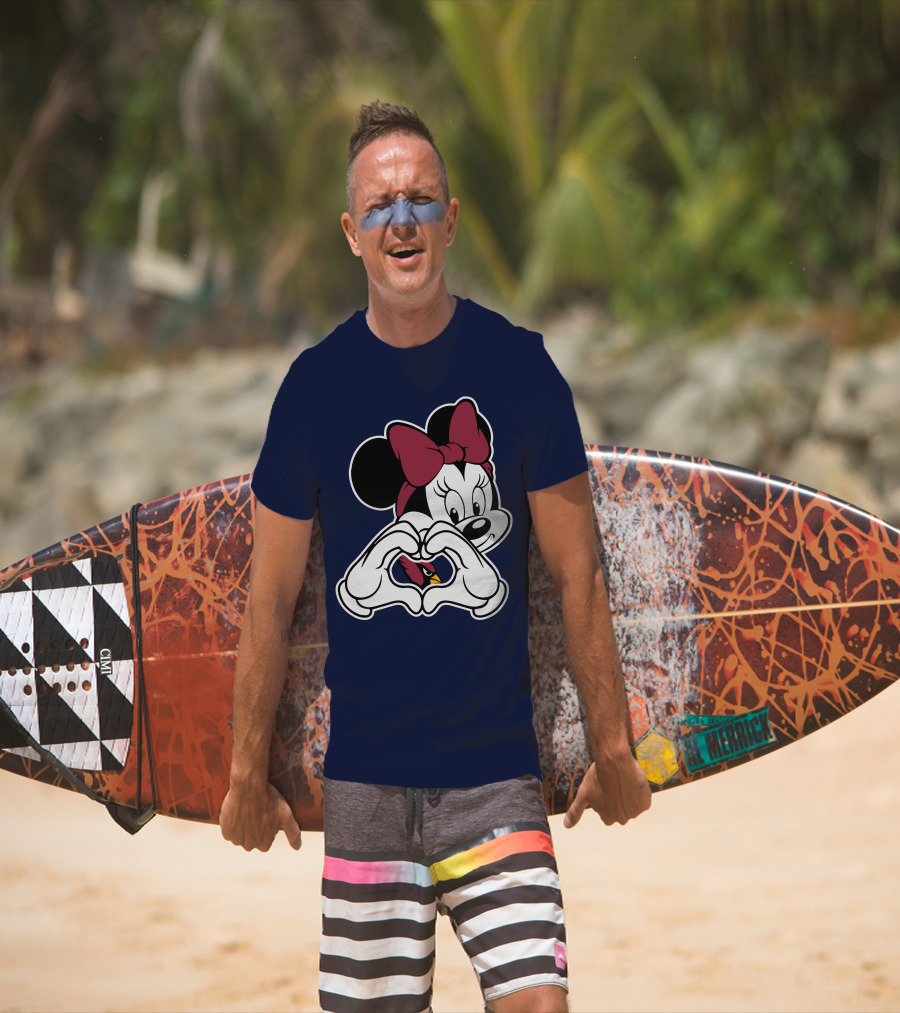 Minnie Mouse Heart Hands Arizona Cardinals T-Shirt