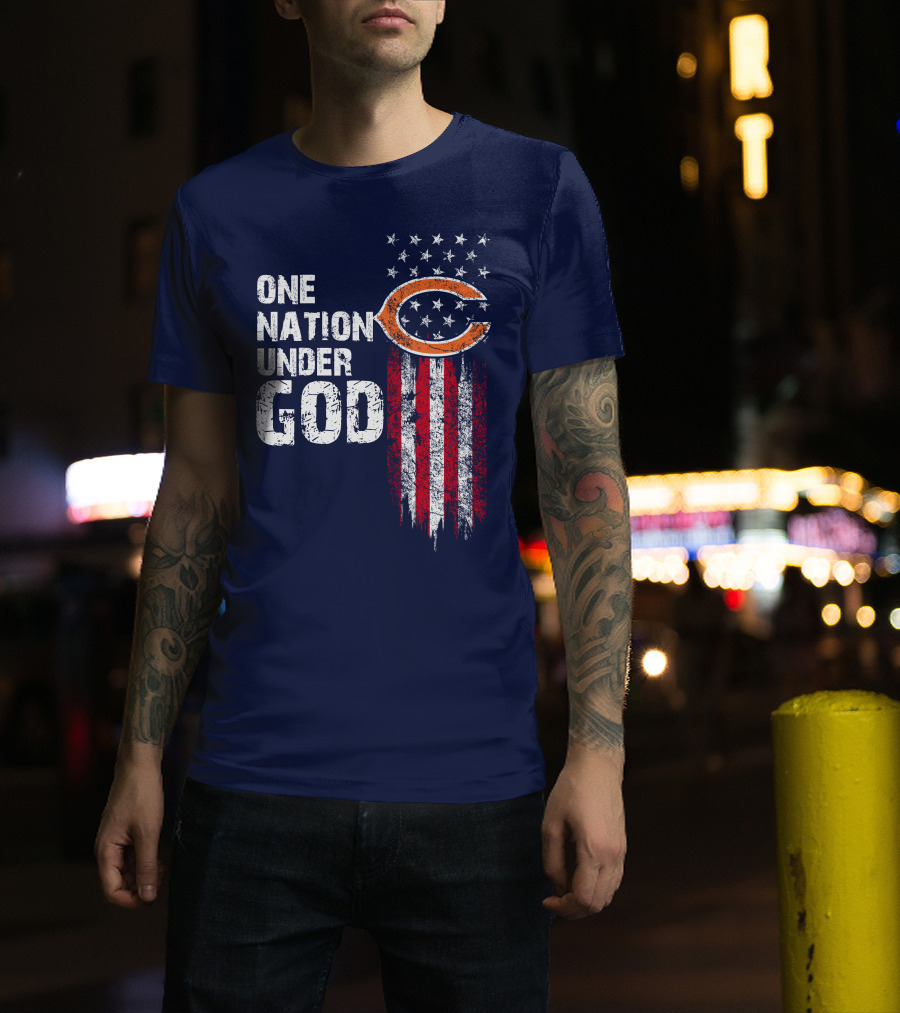 One Nation Under God Chicago Bears American Flag T-Shirt