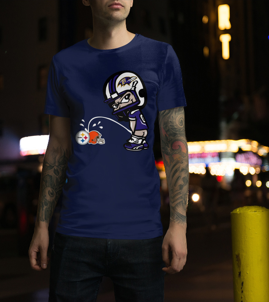 Baltimore Ravens Rivalry Mock Pittsburgh Steelers Cleveland Browns Helmets T-Shirt