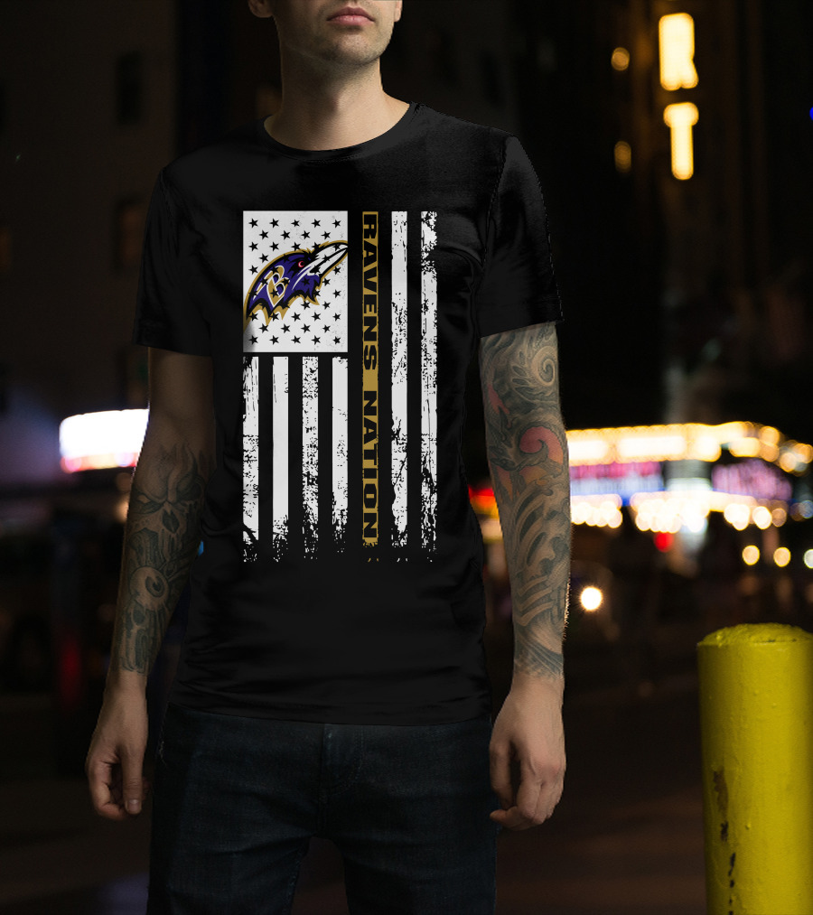 Ravens Nation American Flag Baltimore Ravens T-Shirt