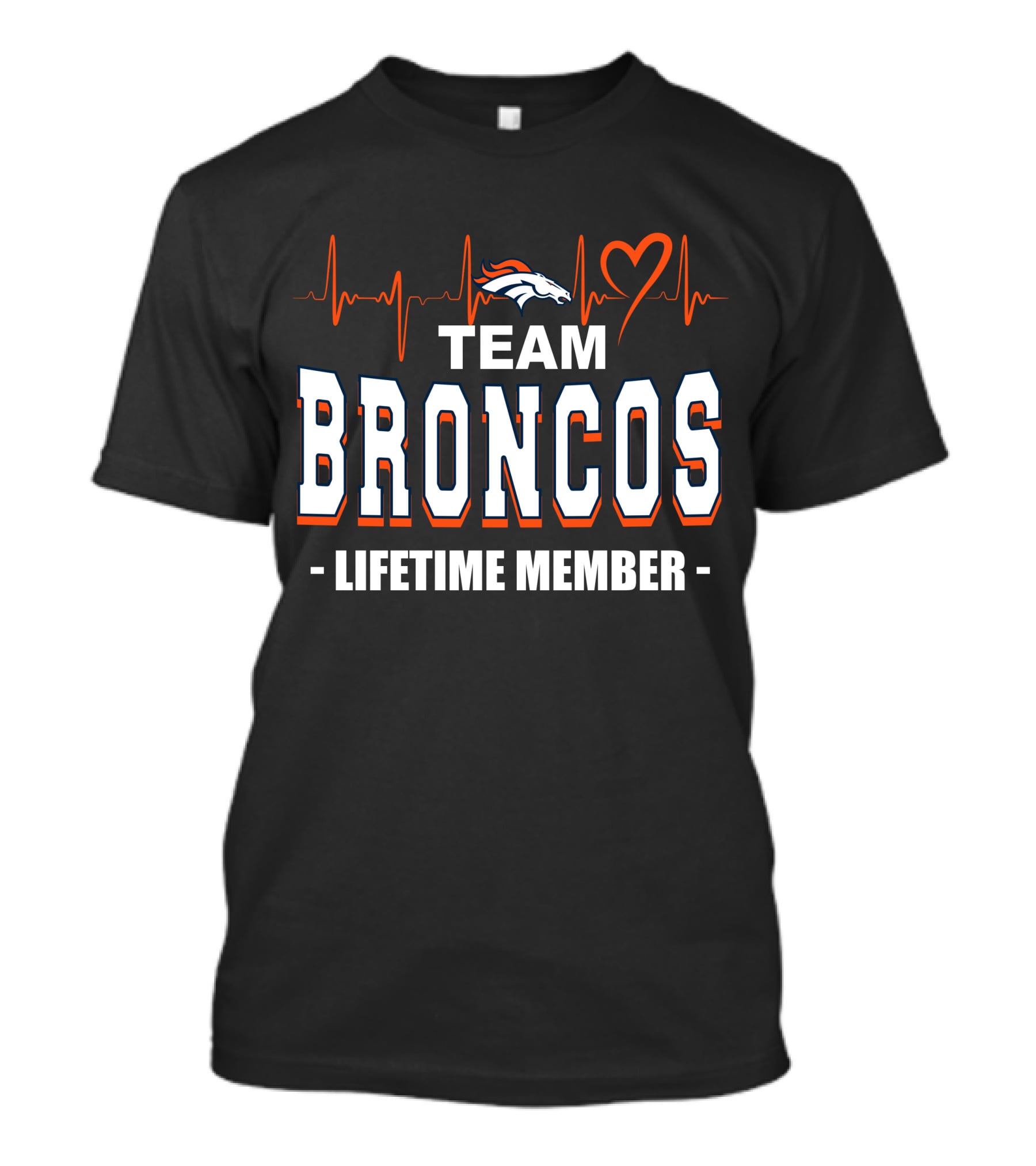 Team Broncos Lifetime Member Heartbeat T-Shirt