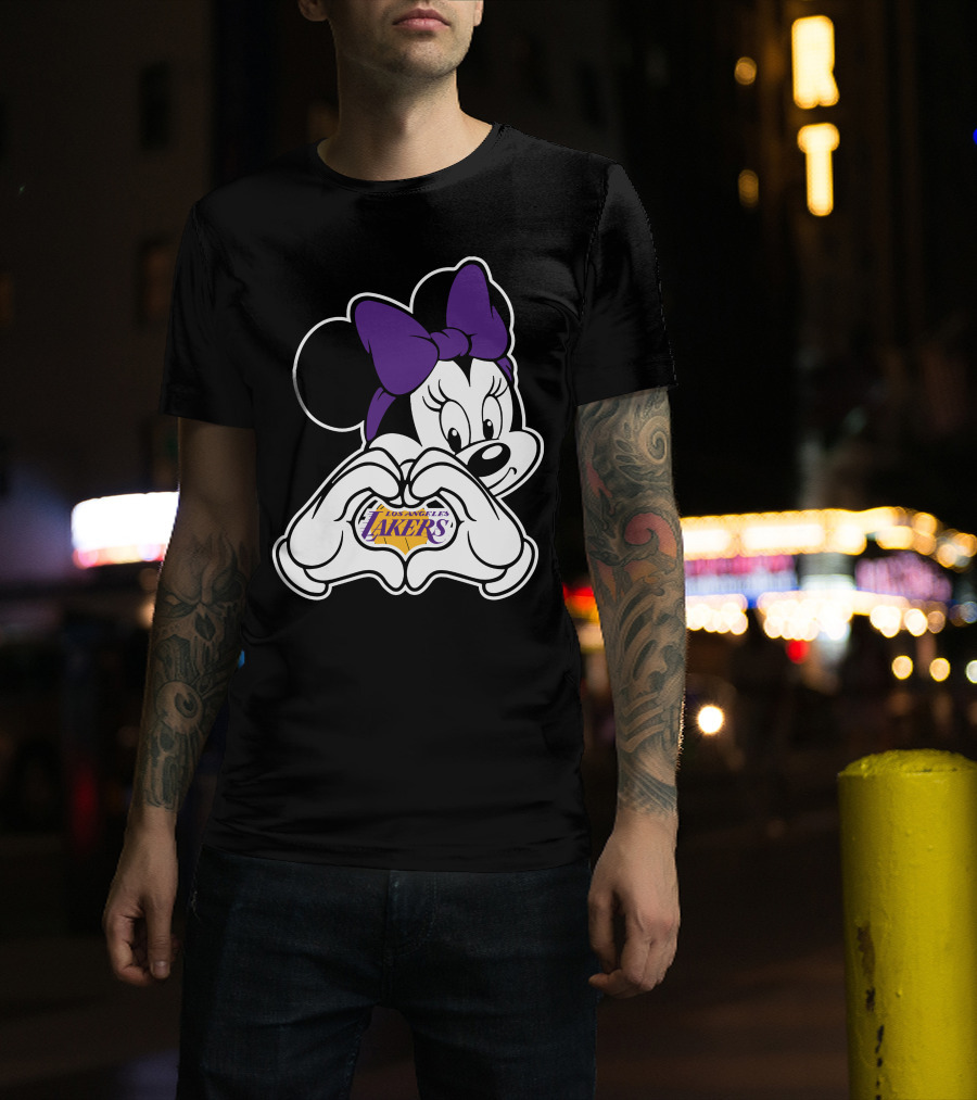 Los Angeles Lakers Minnie Mouse Heart Hands T-Shirt