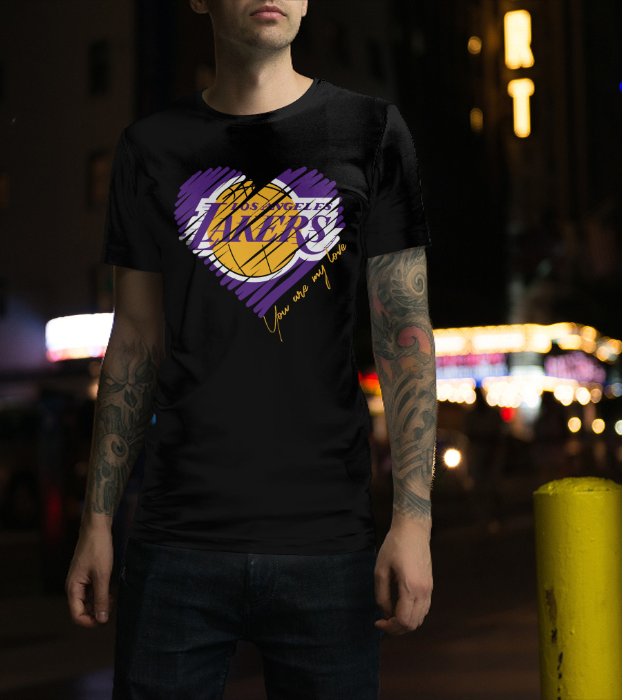 Los Angeles Lakers You Are My Love Heart Basketball T-Shirt