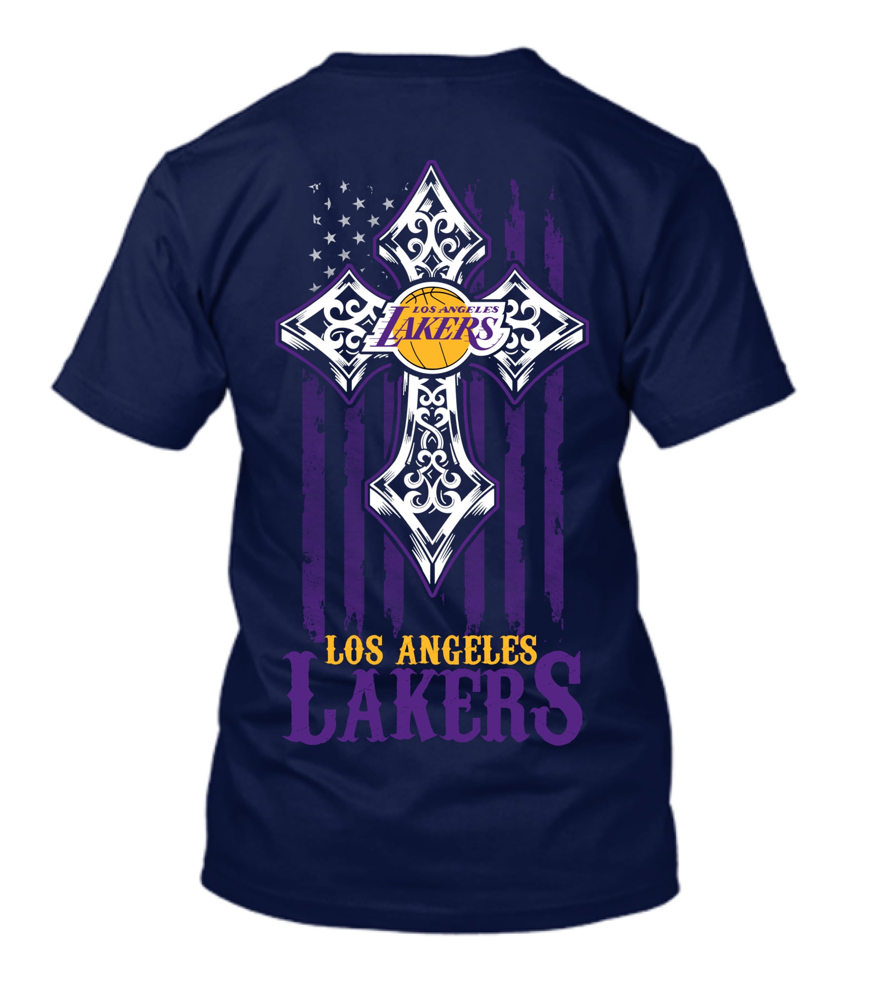 Los Angeles Lakers Cross American Flag T-Shirt