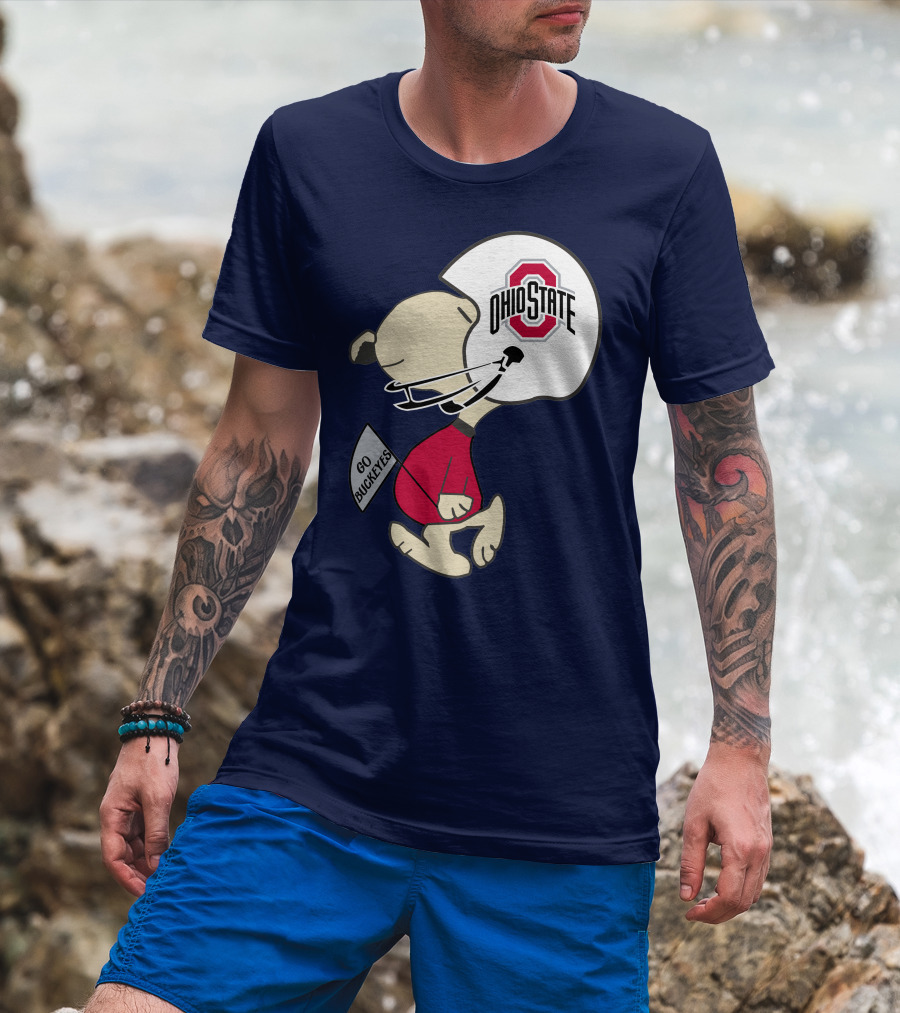 Go Buckeyes Ohio State Buckeyes Peanuts Character Football Helmet T-Shirt