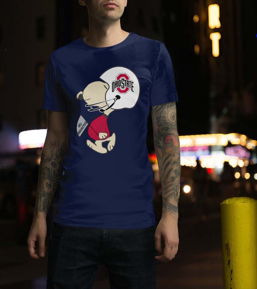 Go Buckeyes Ohio State Buckeyes Peanuts Character Football Helmet T-Shirt