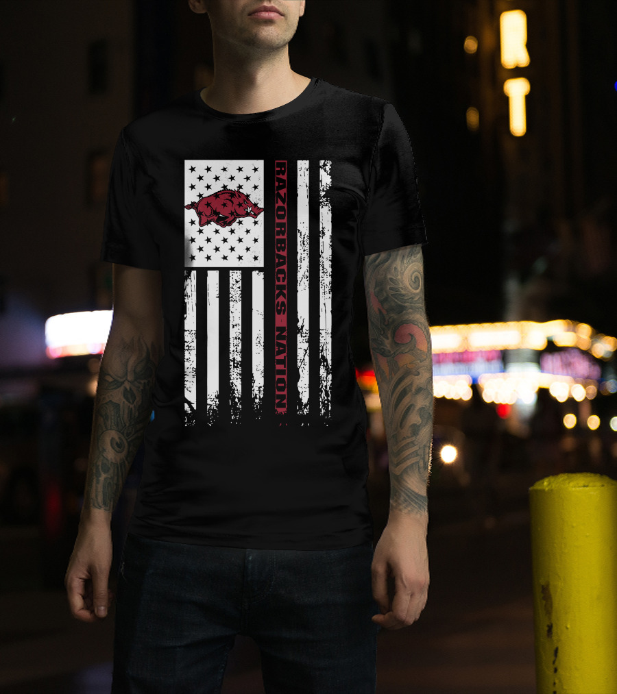Arkansas Razorbacks Nation Flag Usa T-Shirt