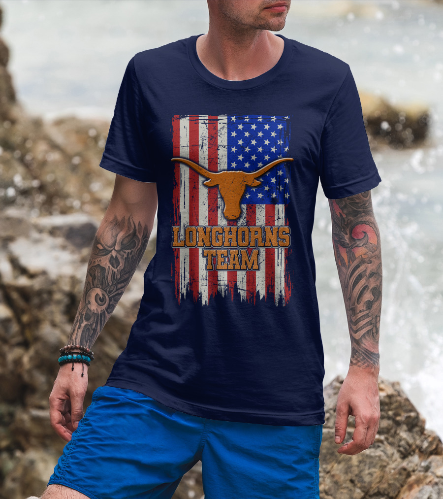 Longhorns Team American Flag T-Shirt