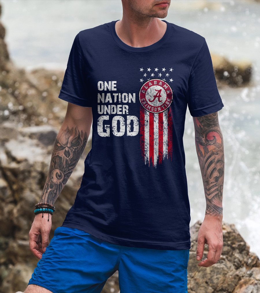 One Nation Under God Alabama Crimson Tide Stars And Stripes T-Shirt